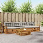 Set de canapele de exterior 5 pcs Gri natural și deschis GartenMobel Dekor