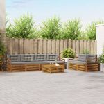 Set de canapele de exterior 7 pcs Gri natural și deschis GartenMobel Dekor