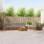 Set de canapele de exterior 7 pcs Gri natural și deschis GartenMobel Dekor