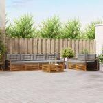 Set de canapele de exterior 7 pcs Gri natural și deschis GartenMobel Dekor