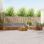 Set de canapele de exterior 7 pcs Gri natural și deschis GartenMobel Dekor