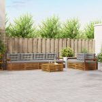 Set de canapele de exterior 7 pcs Gri natural și deschis GartenMobel Dekor