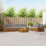 Set de canapele de exterior 7 pcs Gri natural și deschis GartenMobel Dekor