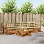 Set de canapele de exterior cu pernă 5 pcs Natural și Bej GartenMobel Dekor