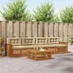 Set de canapele de exterior cu pernă 5 pcs Natural și Bej GartenMobel Dekor