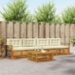 Set de canapele de exterior cu pernă 5 pcs Natural și Crem GartenMobel Dekor