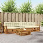 Set de canapele de exterior cu pernă 5 pcs Natural și Crem GartenMobel Dekor