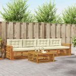 Set de canapele de exterior cu pernă 5 pcs Natural și Crem GartenMobel Dekor