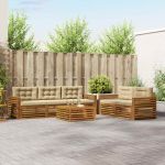 Set de canapele de exterior cu pernă 6 pcs Natural și Bej GartenMobel Dekor