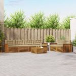 Set de canapele de exterior cu pernă 7 pcs Natural și Bej GartenMobel Dekor