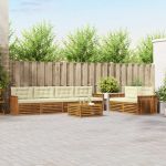 Set de canapele de exterior cu pernă 7 pcs Natural și Crem GartenMobel Dekor