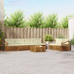 Set de canapele de exterior cu pernă 7 pcs Natural și Crem GartenMobel Dekor