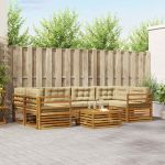 Set de canapele de exterior cu pernă 8 pcs Natural și Bej GartenMobel Dekor