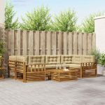 Set de canapele de exterior cu pernă 8 pcs Natural și Bej GartenMobel Dekor