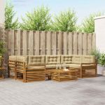 Set de canapele de exterior cu pernă 8 pcs Natural și Bej GartenMobel Dekor