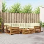 Set de canapele de exterior cu pernă 8 pcs Natural și Crem GartenMobel Dekor