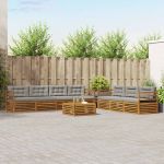 Set de canapele de exterior 8 pcs Gri natural și deschis GartenMobel Dekor