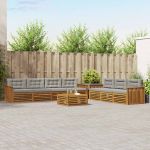 Set de canapele de exterior 8 pcs Gri natural și deschis GartenMobel Dekor