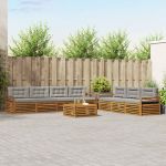 Set de canapele de exterior 8 pcs Gri natural și deschis GartenMobel Dekor