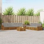 Set de canapele de exterior 8 pcs Gri natural și deschis GartenMobel Dekor