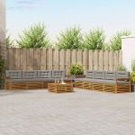 Set de canapele de exterior 9 pcs Gri natural și deschis GartenMobel Dekor
