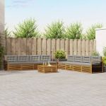 Set de canapele de exterior 9 pcs Gri natural și deschis GartenMobel Dekor