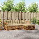 Set de canapele de exterior cu pernă 4 pcs Natural și Bej GartenMobel Dekor