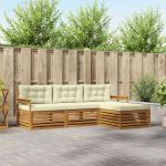 Set de canapele de exterior cu pernă 4 pcs Natural și Crem GartenMobel Dekor