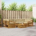 Set de canapele de exterior cu pernă 8 pcs Natural și Bej GartenMobel Dekor