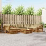 Set de canapele de exterior cu pernă 8 pcs Natural și Bej GartenMobel Dekor