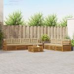 Set de canapele de exterior cu pernă 8 pcs Natural și Bej GartenMobel Dekor