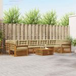Set de canapele de exterior cu pernă 8 pcs Natural și Bej GartenMobel Dekor