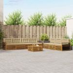 Set de canapele de exterior cu pernă 8 pcs Natural și Bej GartenMobel Dekor