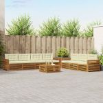 Set de canapele de exterior cu pernă 8 pcs Natural și Crem GartenMobel Dekor