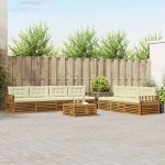 Set de canapele de exterior cu pernă 8 pcs Natural și Crem GartenMobel Dekor