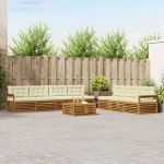 Set de canapele de exterior cu pernă 8 pcs Natural și Crem GartenMobel Dekor