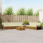 Set de canapele de exterior cu pernă 8 pcs Natural și Crem GartenMobel Dekor