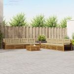 Set de canapele de exterior cu pernă 9 pcs Natural și Bej GartenMobel Dekor