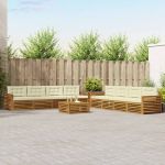 Set de canapele de exterior cu pernă 9 pcs Natural și Crem GartenMobel Dekor