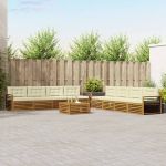 Set de canapele de exterior cu pernă 9 pcs Natural și Crem GartenMobel Dekor