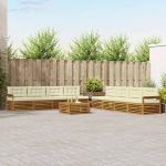 Set de canapele de exterior cu pernă 9 pcs Natural și Crem GartenMobel Dekor
