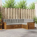 Set de canapele de exterior 13 pcs Gri natural și deschis GartenMobel Dekor