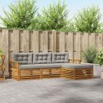Set de canapele de exterior 4 pcs Gri natural și deschis GartenMobel Dekor
