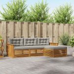 Set de canapele de exterior 4 pcs Gri natural și deschis GartenMobel Dekor
