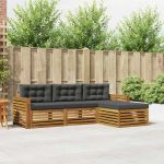 Set de canapele de exterior cu pernă 4 pcs Natural și Antracit GartenMobel Dekor