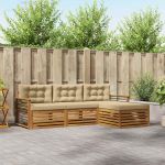 Set de canapele de exterior cu pernă 4 pcs Natural și Bej GartenMobel Dekor