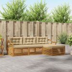 Set de canapele de exterior cu pernă 4 pcs Natural și Bej GartenMobel Dekor