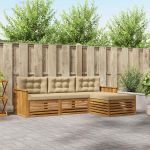 Set de canapele de exterior cu pernă 4 pcs Natural și Bej GartenMobel Dekor