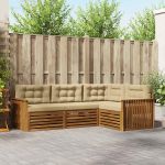 Set de canapele de exterior cu pernă 4 pcs Natural și Bej GartenMobel Dekor
