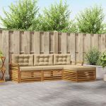 Set de canapele de exterior cu pernă 4 pcs Natural și Bej GartenMobel Dekor